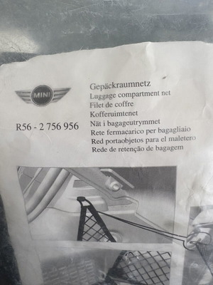 Mini Cooper R56 Luggage Compartment Net new in original packaging