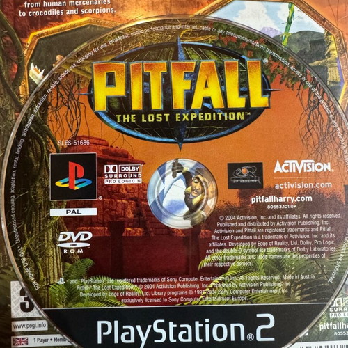 Pitfall PlayStation 2 used without manual with small hole in case