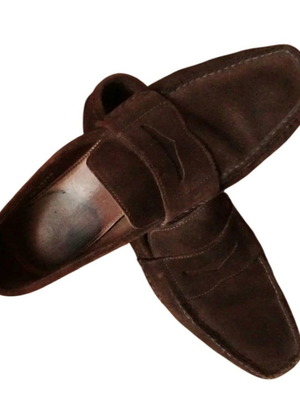 Allen Edmonds brown handmade suede loafers like new
