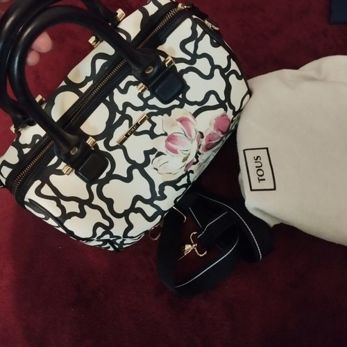 Tous crossbody bag used, black and white with floral design