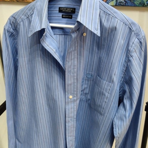 Ascot Sport men's striped shirt, size L, blue and white