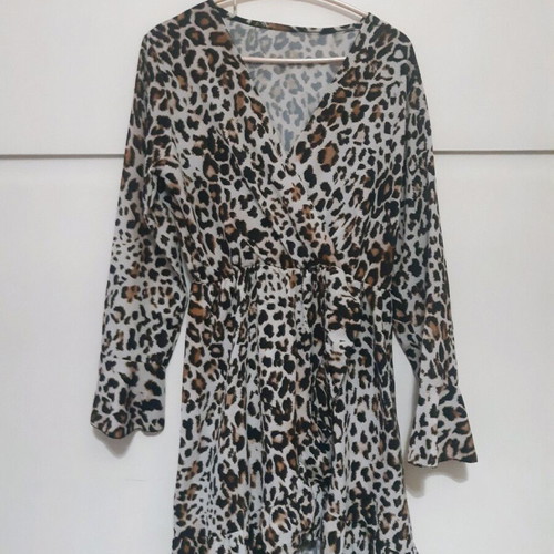 Leopard dress like new, beige and brown, size S