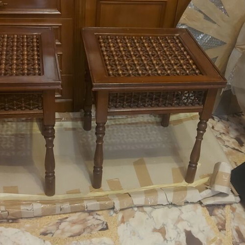 Handmade coffee tables set from Egypt, mahogany wood