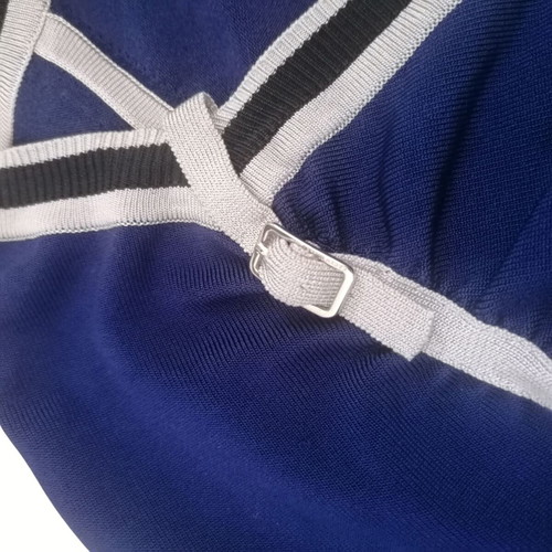 Karen Millen dress used, blue and black knit, size Medium-Large