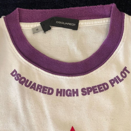 Dsquared2 short-sleeve T-shirt authentic medium size unisex like new, white and purple