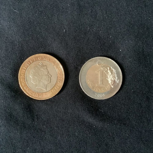Bimetallic coins used, pack of 12 from around the world