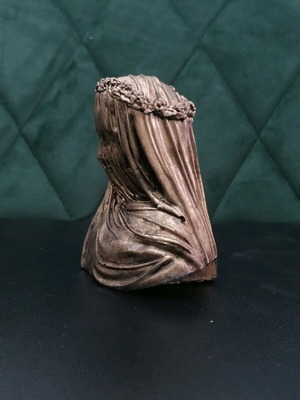 Plaster statue replica "Veiled Lady" by Raffaele Monti new, gold color