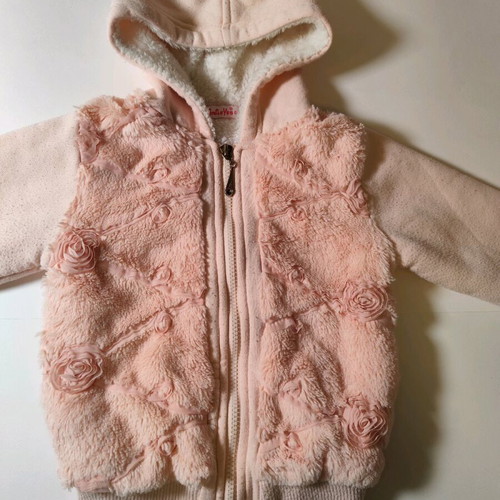 Thick cardigan with fur used for girl age 3 92-98 cm