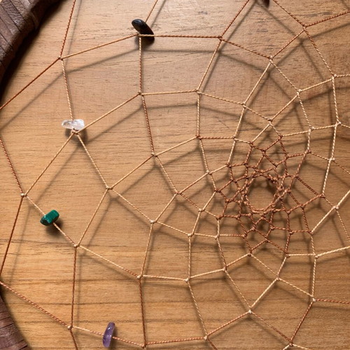 Dreamcatcher made of leather with semi-precious stones like new