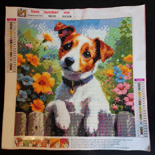 Handmade Dog Diamond Art Canvas like new, 30x30 diamond painting