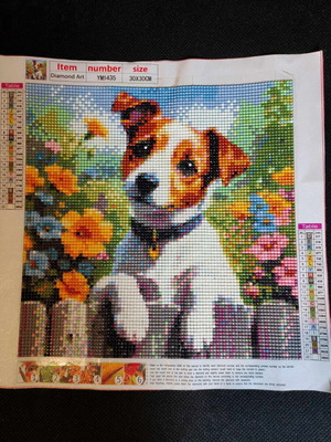 Handmade Dog Diamond Art Canvas like new, 30x30 diamond painting