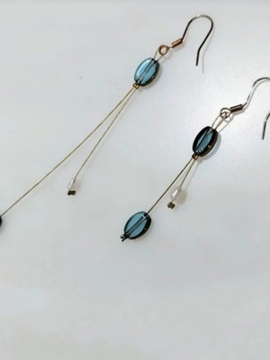 Asymmetrical dangle earrings turquoise and gold new