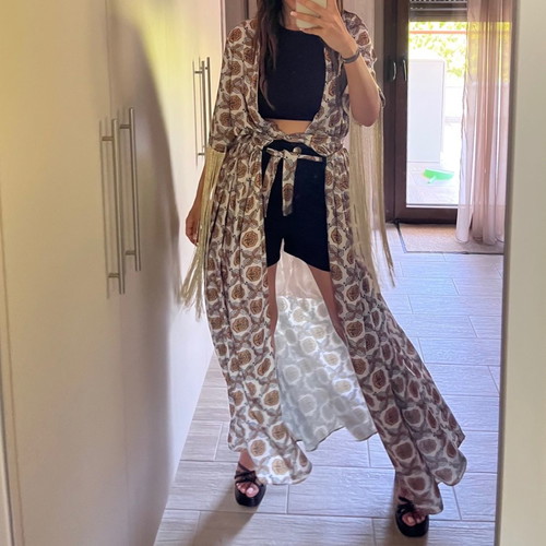 Mya maxi kimono S-M like new, colorful with fringes