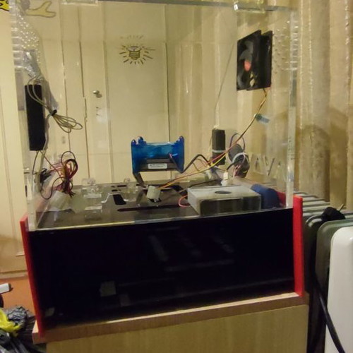 Computer case used plexiglass with fans and lighting