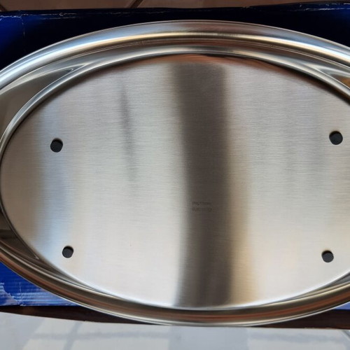 Set of 2 stainless steel oval serving platters