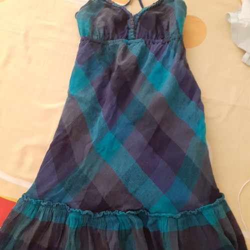 Benetton summer dress new, blue with crisscross back midi
