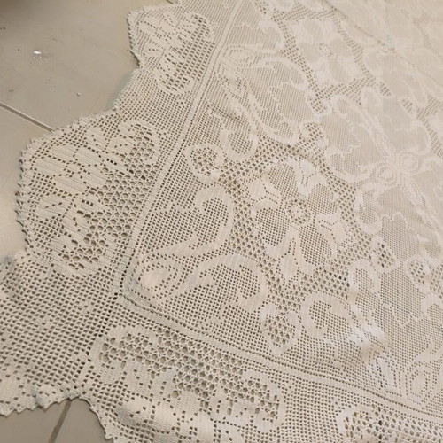 Vintage Handmade Tablecloth with Crochet, Large, Like New