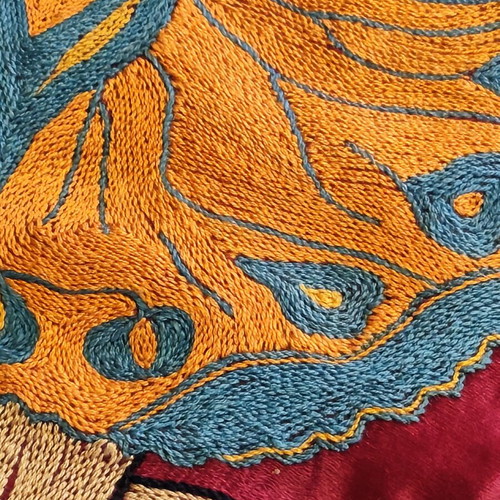 Embroidery very old, 43 cm diameter, used