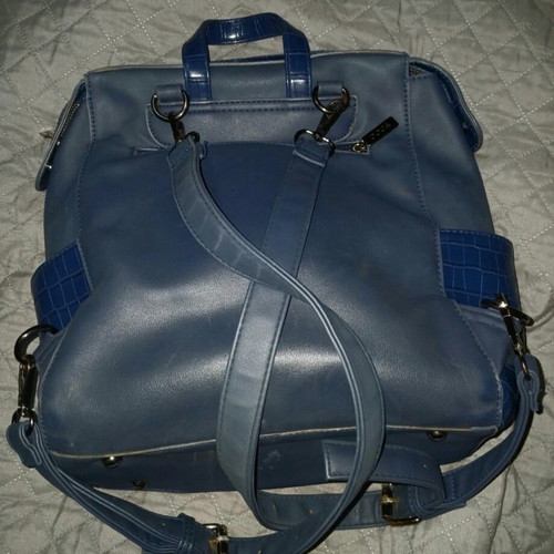 Doca backpack used, blue with crocodile texture
