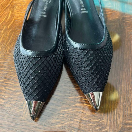 Black leather slingback shoes size 38 new