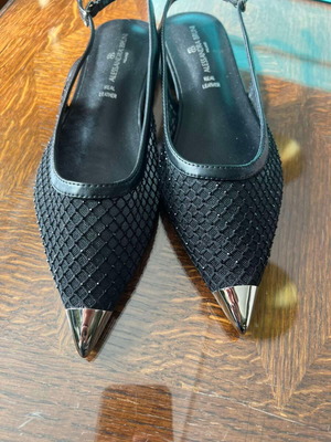 Black leather slingback shoes size 38 new
