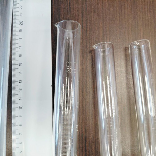 Glass volumetric cylinders like new, set of four, 1960s