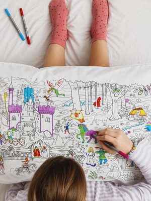 Color-Recolor pillowcase new with set of 10 markers for creative activity