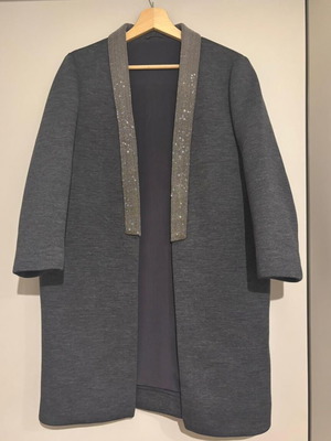 Monili Beaded Coat Brunello Cucinelli New Gray Size M
