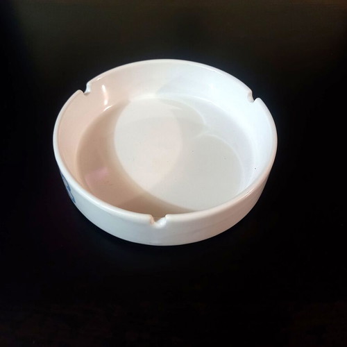 Ceramic ashtray white with blue flowers vintage minimal