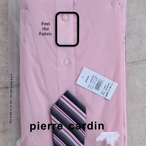 Pierre Cardin men's dress shirt XL cherry pink new with tie