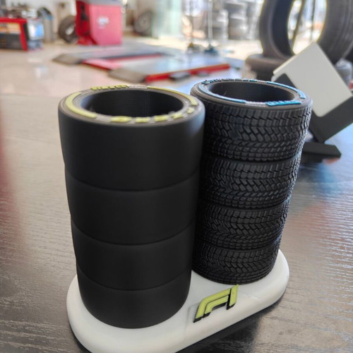 Formula 1 Pencil Holder new with dual compartments and tire design