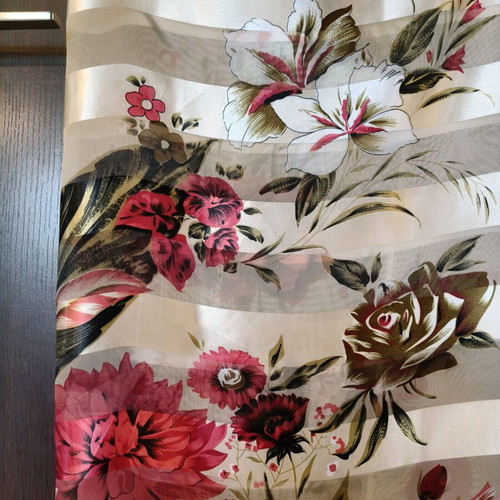 Floral scarf with satin stripes like new