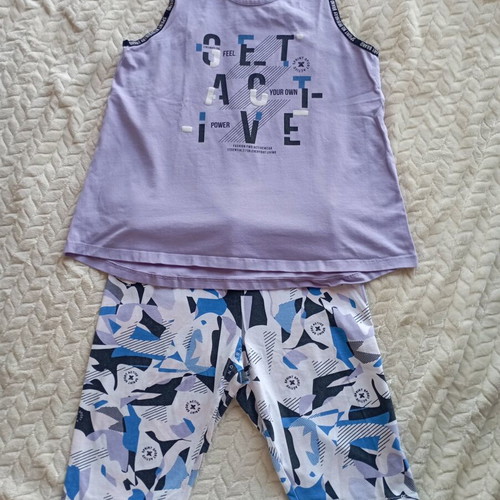 Sprint sleeveless top and cycling leggings set like new, multicolor, 14-16 years