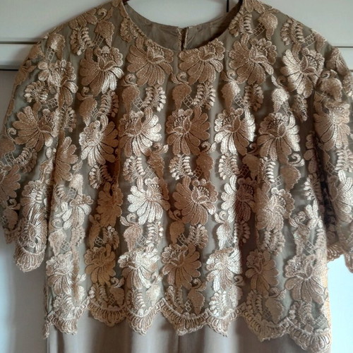 Classic dress used, tailor made with lace, beige