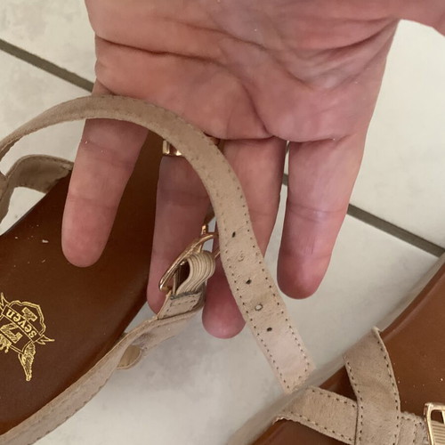 Seven platform sandals with pink-beige rhinestones, size 40