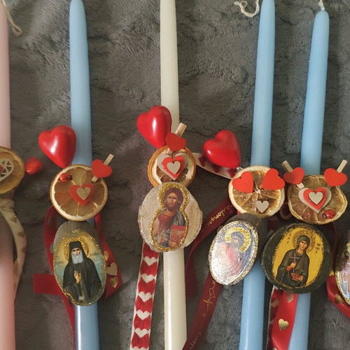 Handmade Saint Candles with Iconography new