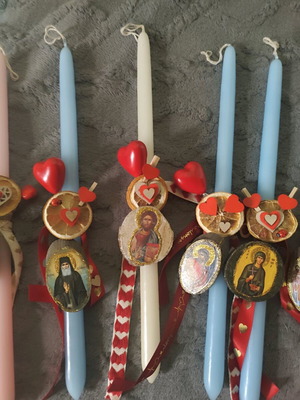 Handmade Saint Candles with Iconography new
