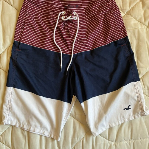 Hollister board shorts XS size dark blue burgundy striped swim trunks like new