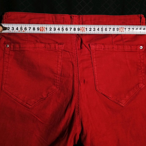 Bershka red pants like new, cotton and elastic size L