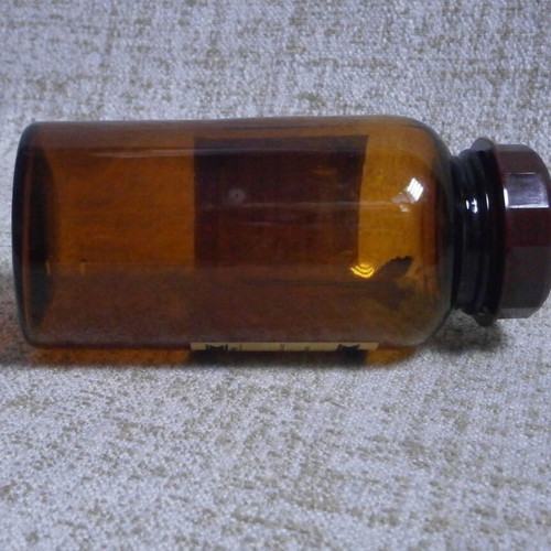 Pharmacy bottle used vintage German Ammonium Bromatum