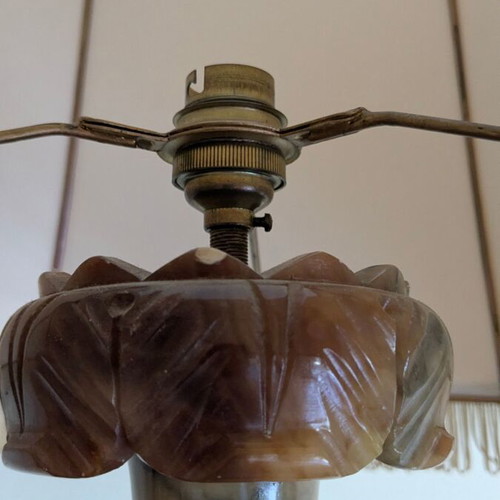Vintage table lamp made of natural onyx alabaster, classic style