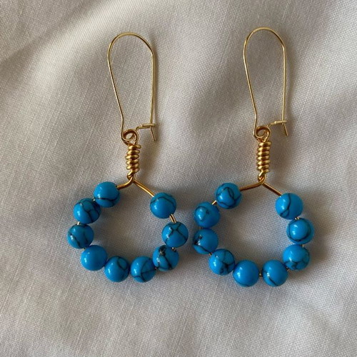Hoop earrings with haolite beads, made to order