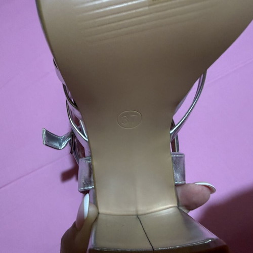 Bottega 22 Silver Women's Sandals with Multiple Straps and Block Heel, New