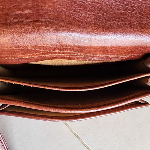 Men's leather wrist bag Base Line new, brown, 24x17cm