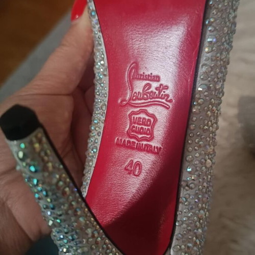 Christian Louboutin pumps new with Swarovski crystals silver size 40