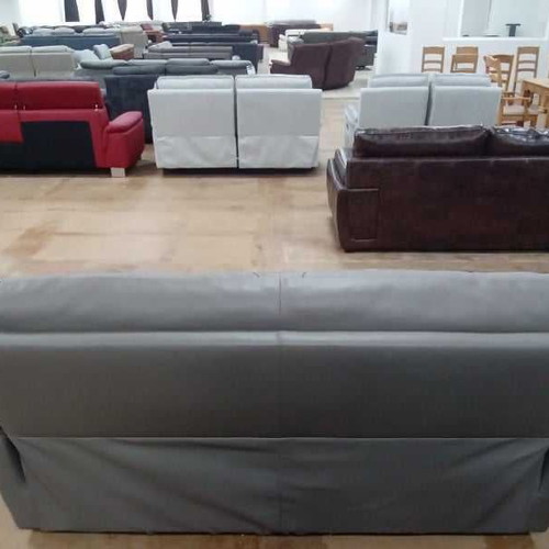 Gray leather three-seater sofa new