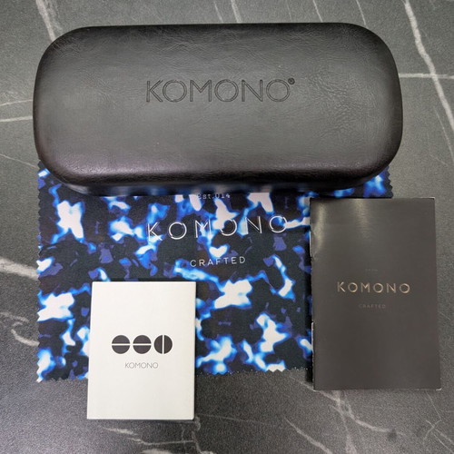 Komono sunglasses case new black with card and cloth