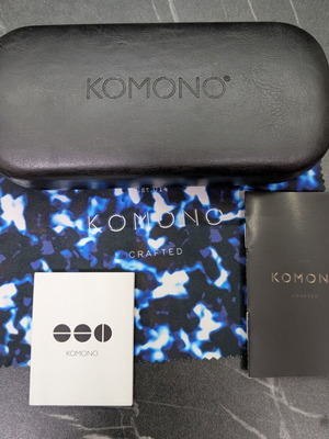 Komono sunglasses case new black with card and cloth
