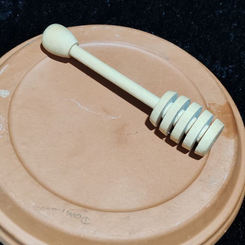 Domi handmade ceramic plate with glass mosaic and wooden honey spoon