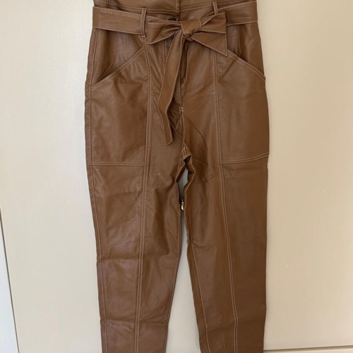 Twinset high-waisted vegan leather pants like new, brown, size S